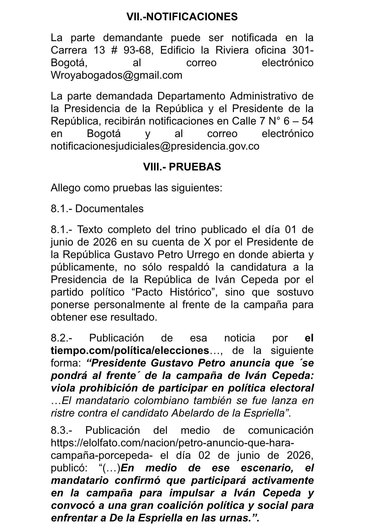 Acción Popular contra Gustavo Petro