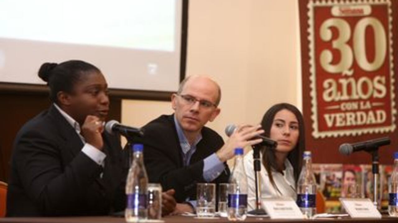 María Isabel Urrutia, Alejandro Santos y Mariana Pajón.