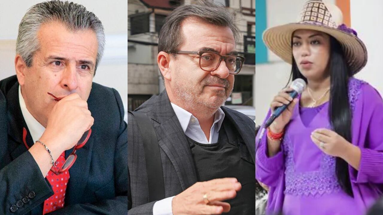 El exministro del Interior, Luis Fernado Velasco, el exdirector de la UNGRD, Olmedo López, y la senadora del Pacto Histórico, Martha Peralta.