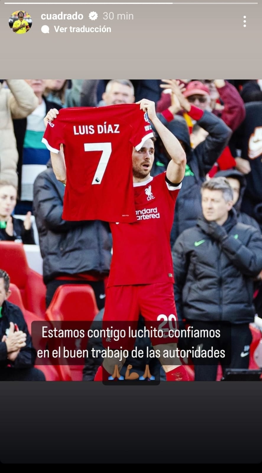 Juan Guillermo Cuadrado envió su mensaje de apoyo para Luis Díaz.