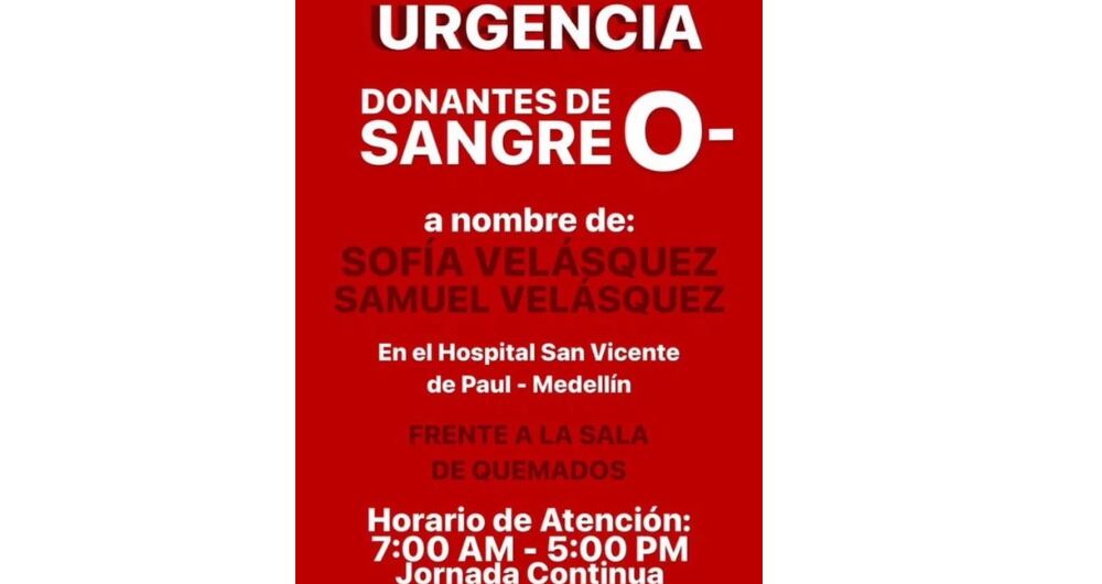 Imagen que circuló en las redes sociales para donar sangre a favor de los afectados.
