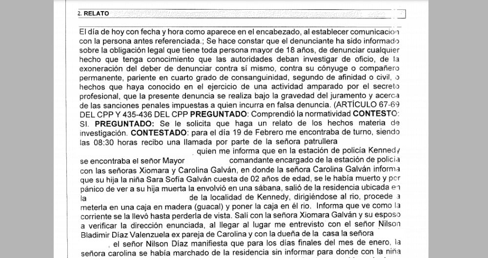 Testimonio Patrullero Sara Sofía