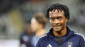 Juan Cuadrado participates in the Coppa Italia-Frecciarossa 2025-2026 match between Torino and Pisa in Torino, Italy, on September 25, 2025. (Photo by Loris Roselli/NurPhoto) (Photo by Loris Roselli / NurPhoto via AFP)