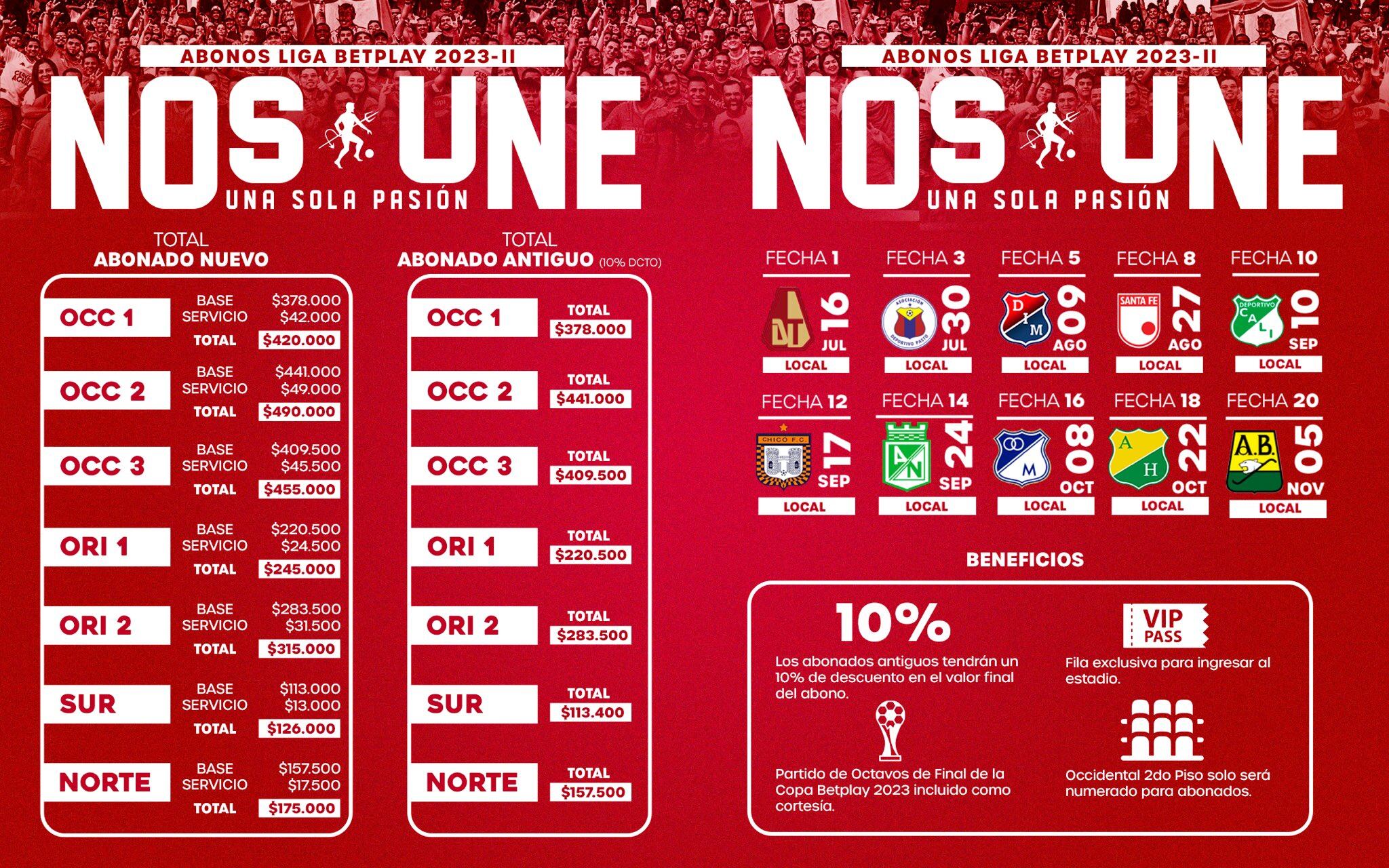 Esto le costará abonarse con el América de Cali en la Liga BetPlay 2023-2