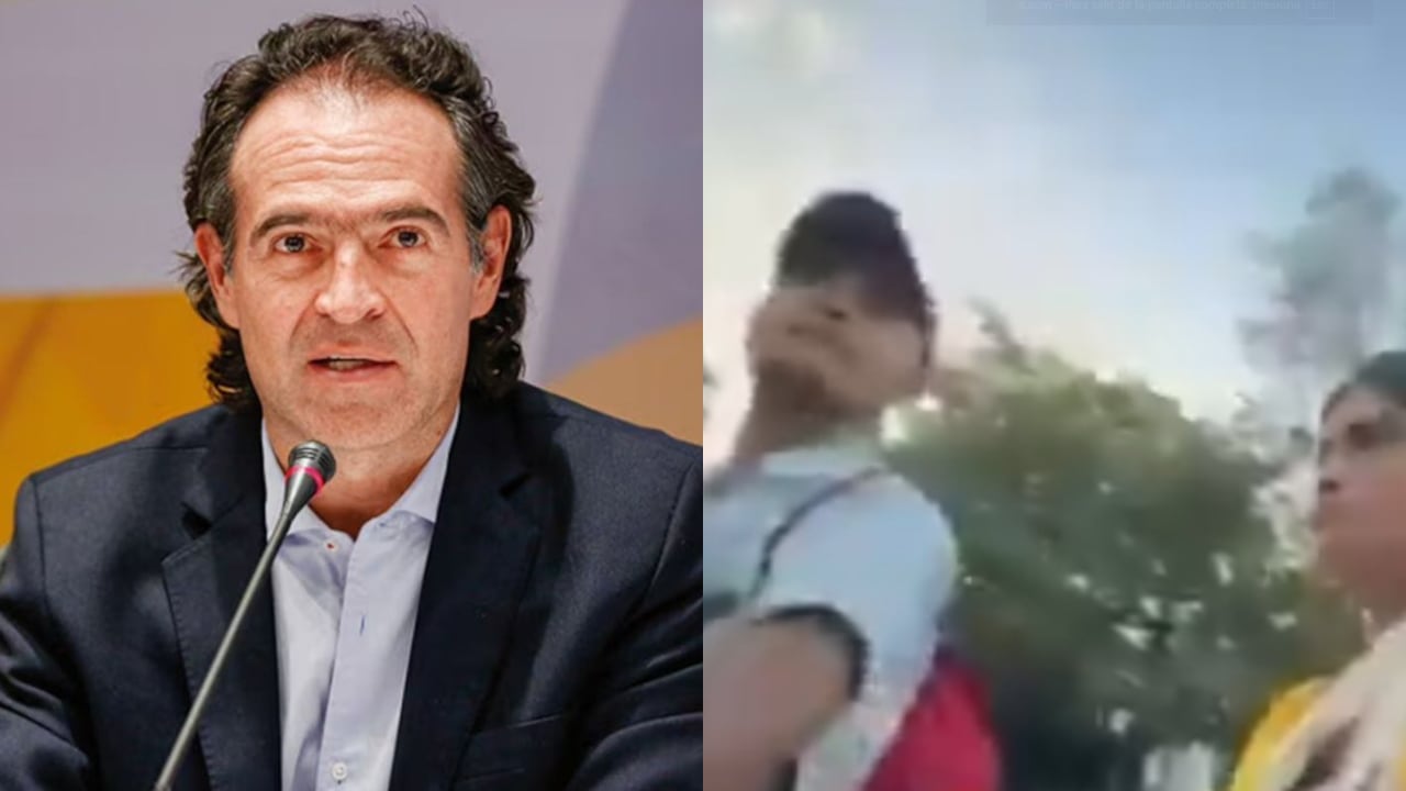 Federico Gutiérrez e indígenas que protestan en Medellín.