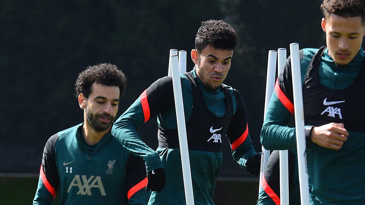 Luis Díaz en entrenamiento previo al duelo con Manchester City.
