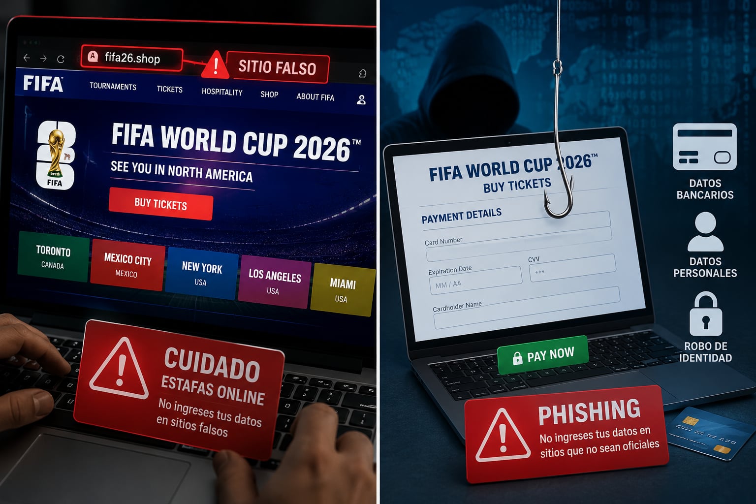 Imagen de referencia sobre la venta de boletas del Mundial de Fútbol a través de lugares fraudulentos.