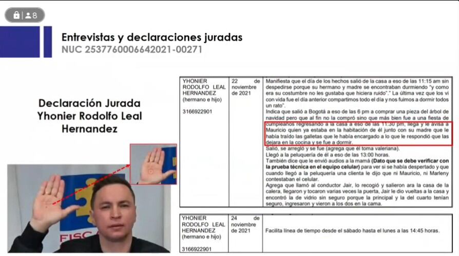 El juramento que delató a Jhonier Leal. La Fiscalía descubrió una herida en la mano del hermano de Mauricio Leal, luego del doble asesinato.