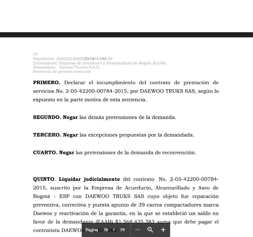 CONDENA POR CAMIONES RECOLECTORES DE BASURA