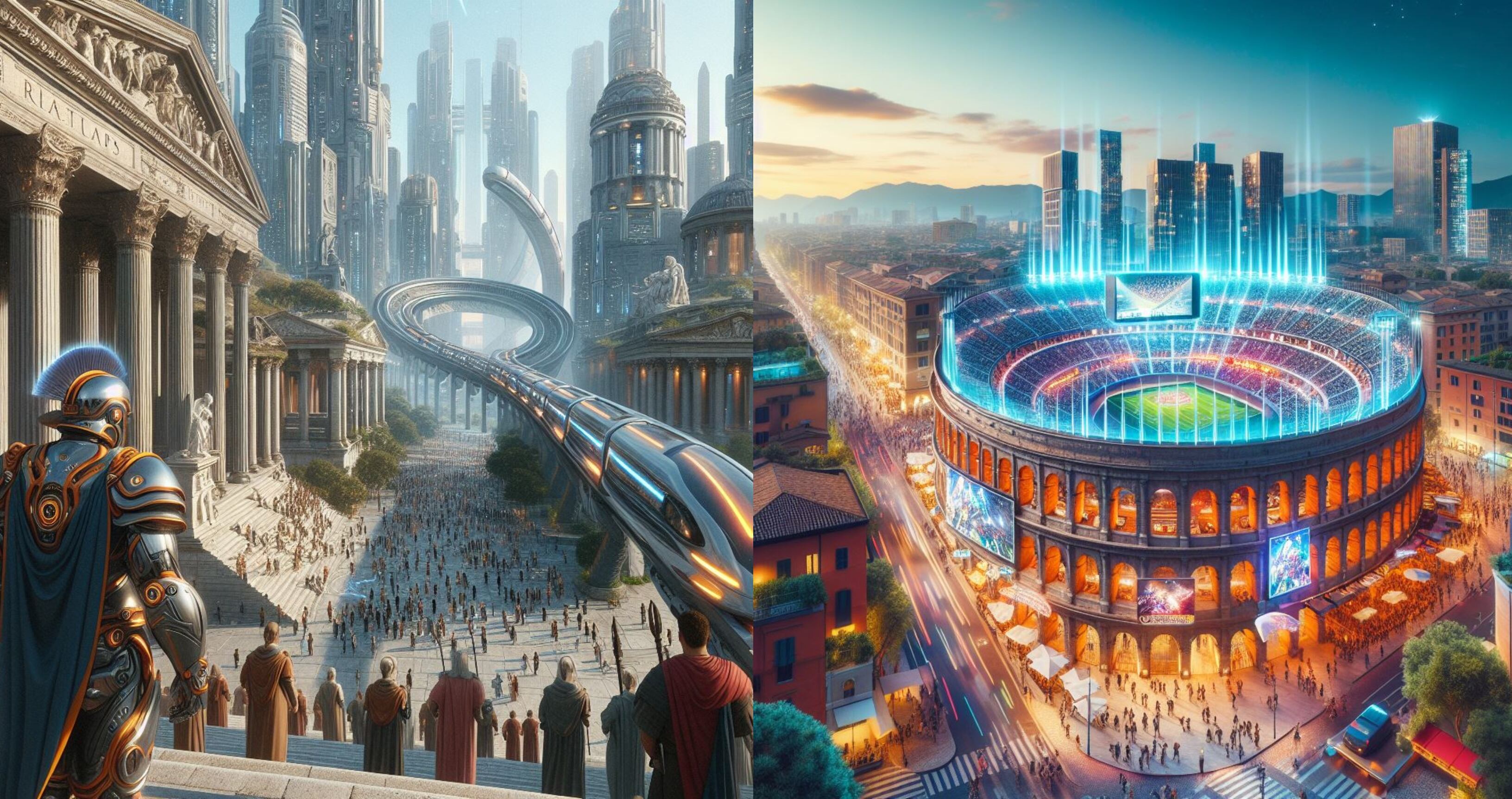 La IA Bing Image Creator generó piezas alusivas a cómo ser vería el Imperio romano en la actualidad.