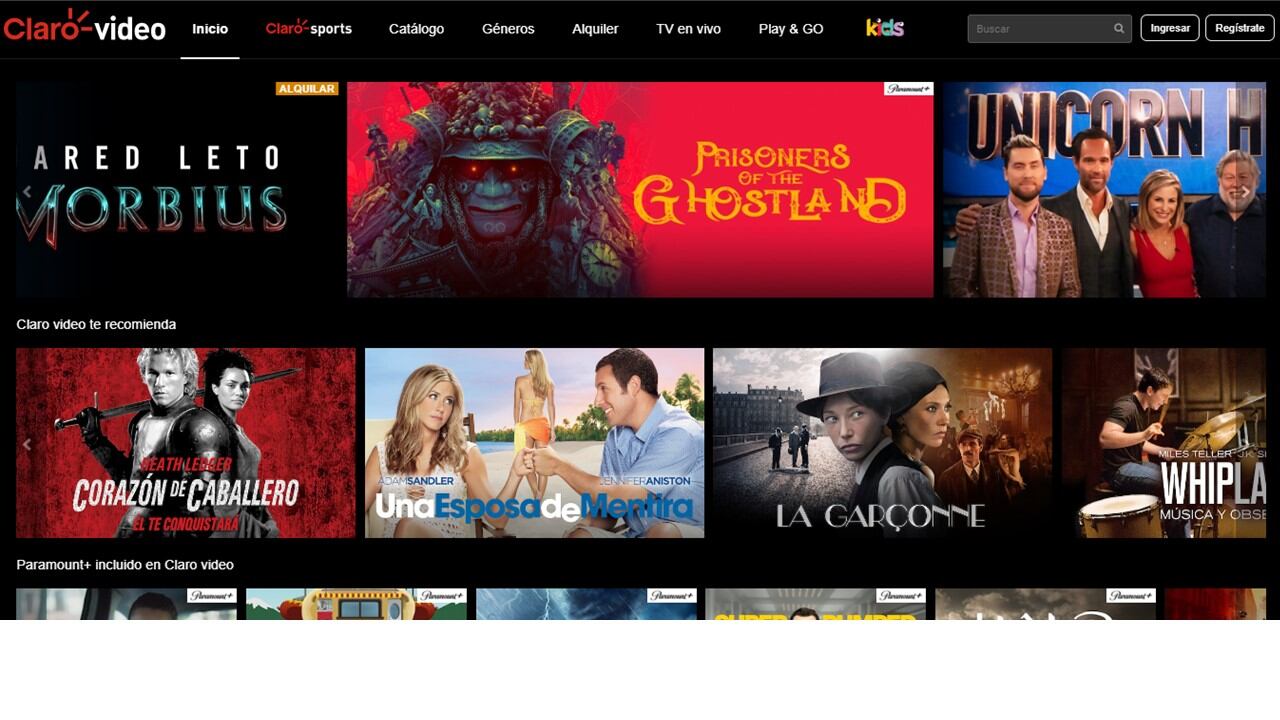 La plataforma Claro video incluye películas, series, canales de televisión en vivo y documentales, además de Paramount+ sin costo adicional.