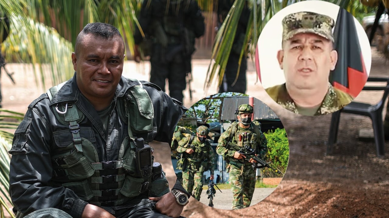 Alias Calarcá, general José Miguel Huertas y soldados del Ejército.