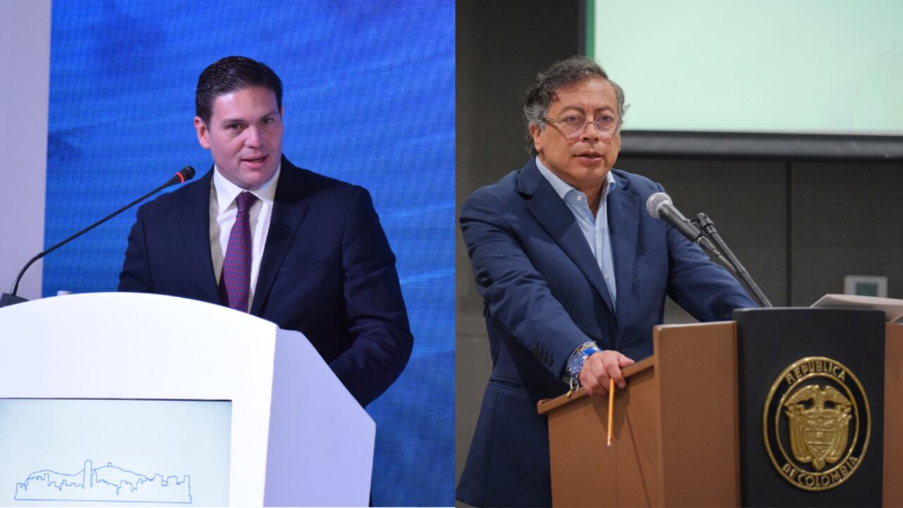 Juan Carlos Pinzón, exministro de Defensa; y Gustavo Petro, presidente de Colombia.