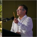 Presidente Gustavo Petro y el puente colapsado sobre el río La Vieja