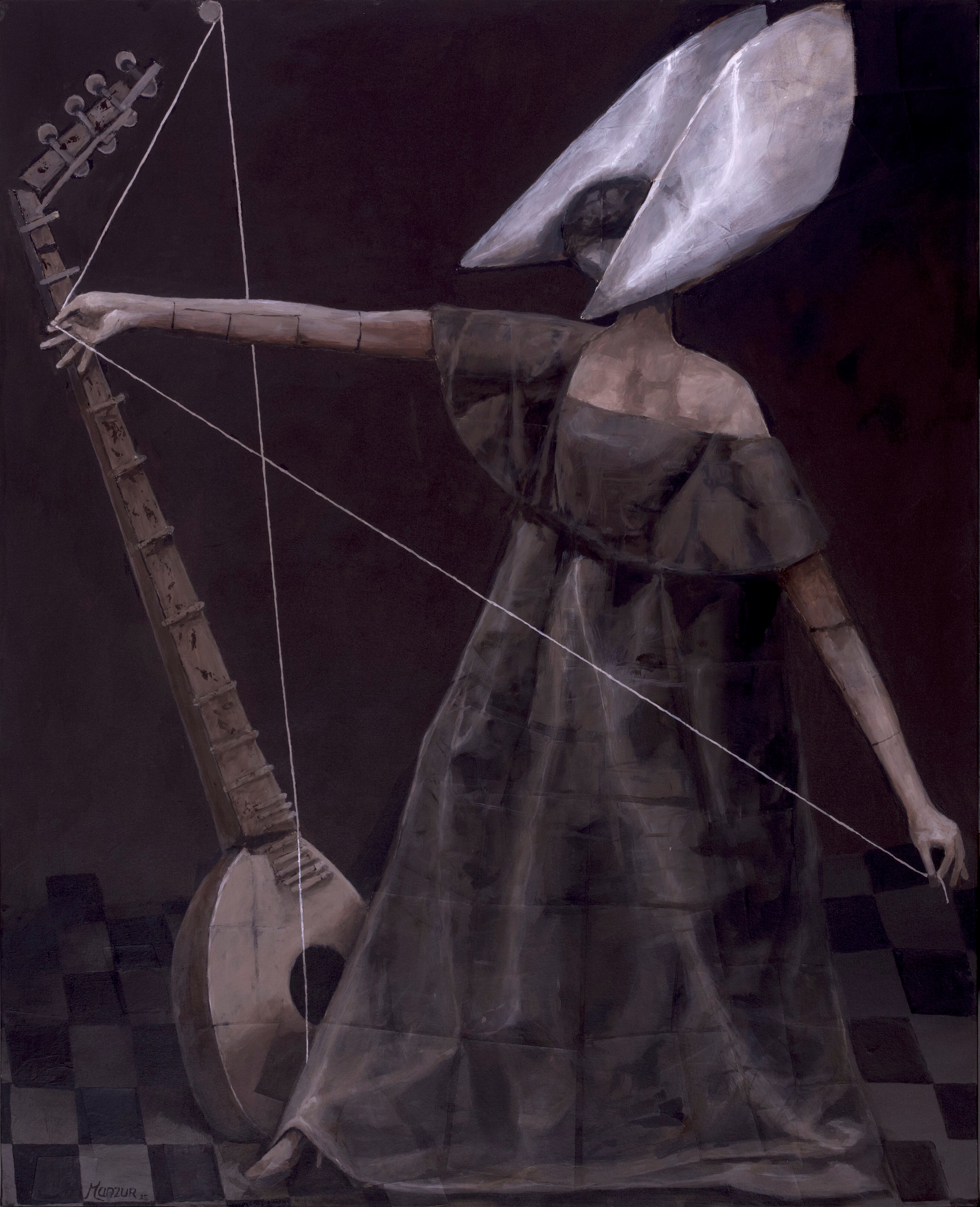 Leonor, David Manzur, 160 x 130. Acrílico y collage sobre lienzo. 2025.