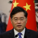 El ahora exministro de Relaciones Exteriores de China, Qin Gang, durante una conferencia de prensa.