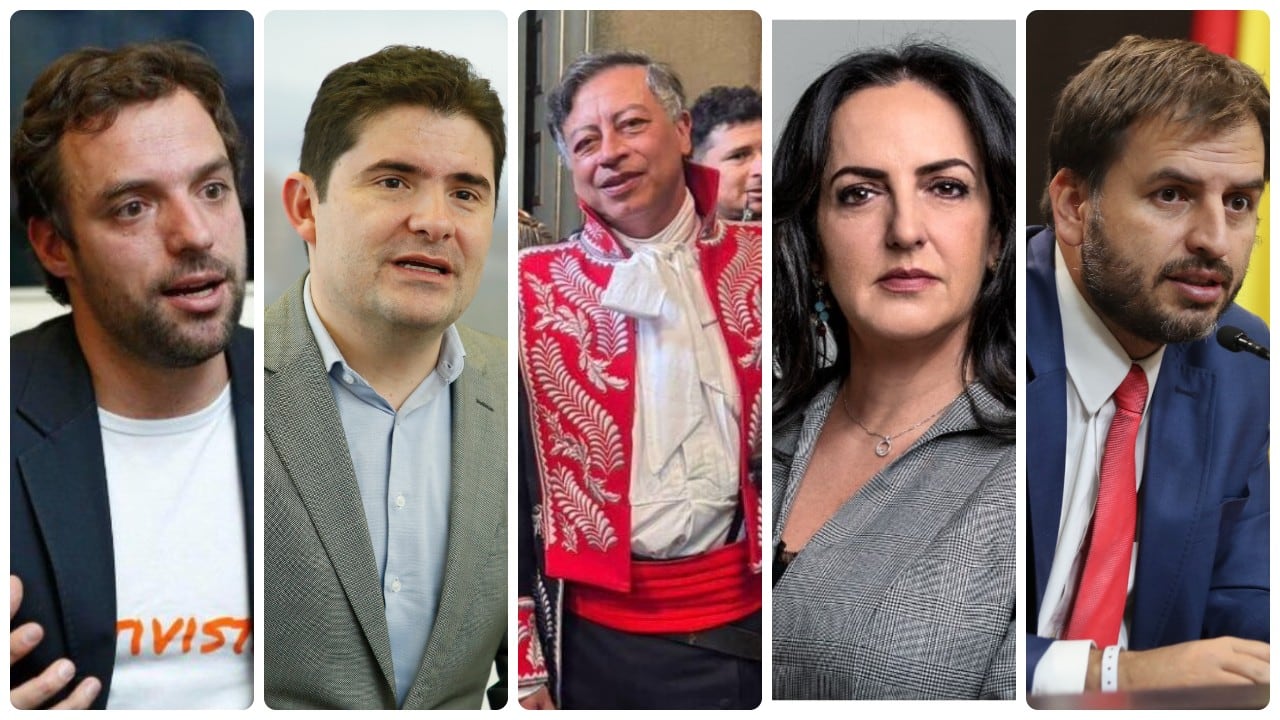 De izquierda a derecha: Luis Ernesto Gómez, Luis Felipe Henao, Gustavo Petro, María Fernanda Cabal y Andrés Forero.