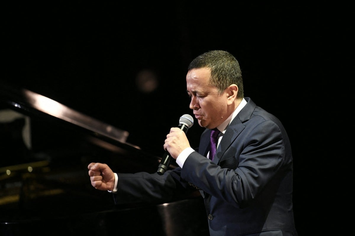 El cantante colombiano Yuri Buenaventura durante un evento cultural en el Teatro Colón, de Bogotá, el 23 de enero de 2017