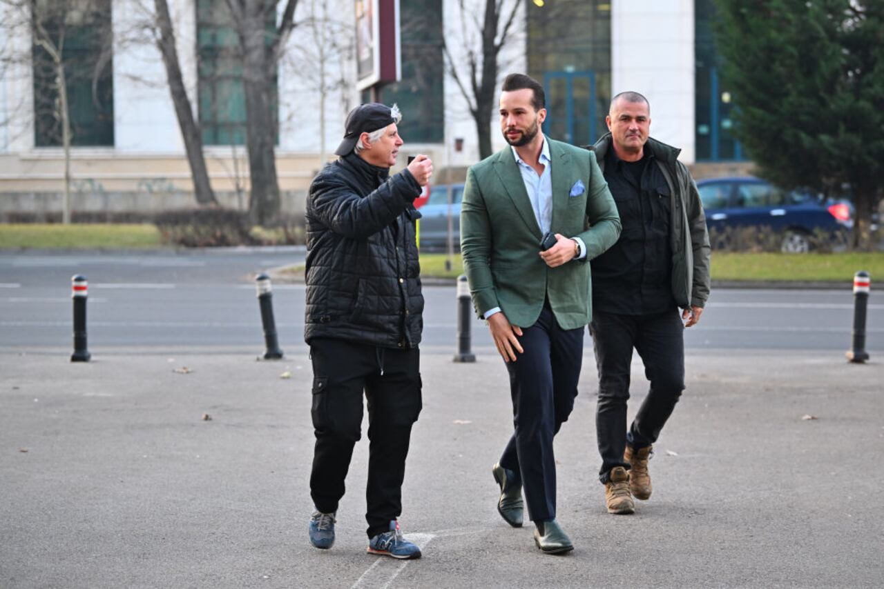 BUCHAREST, ROMANIA - JANUARY 8: Tristan Tate appears at the Bucharest Court for a trial, in which he is summoned as a witness, in Bucharest, Romania on January 8, 2025. His brother, Andrew Tate, did not appear since he is under house arrest. (Photo by Alex Nicodim/Anadolu via Getty Images)