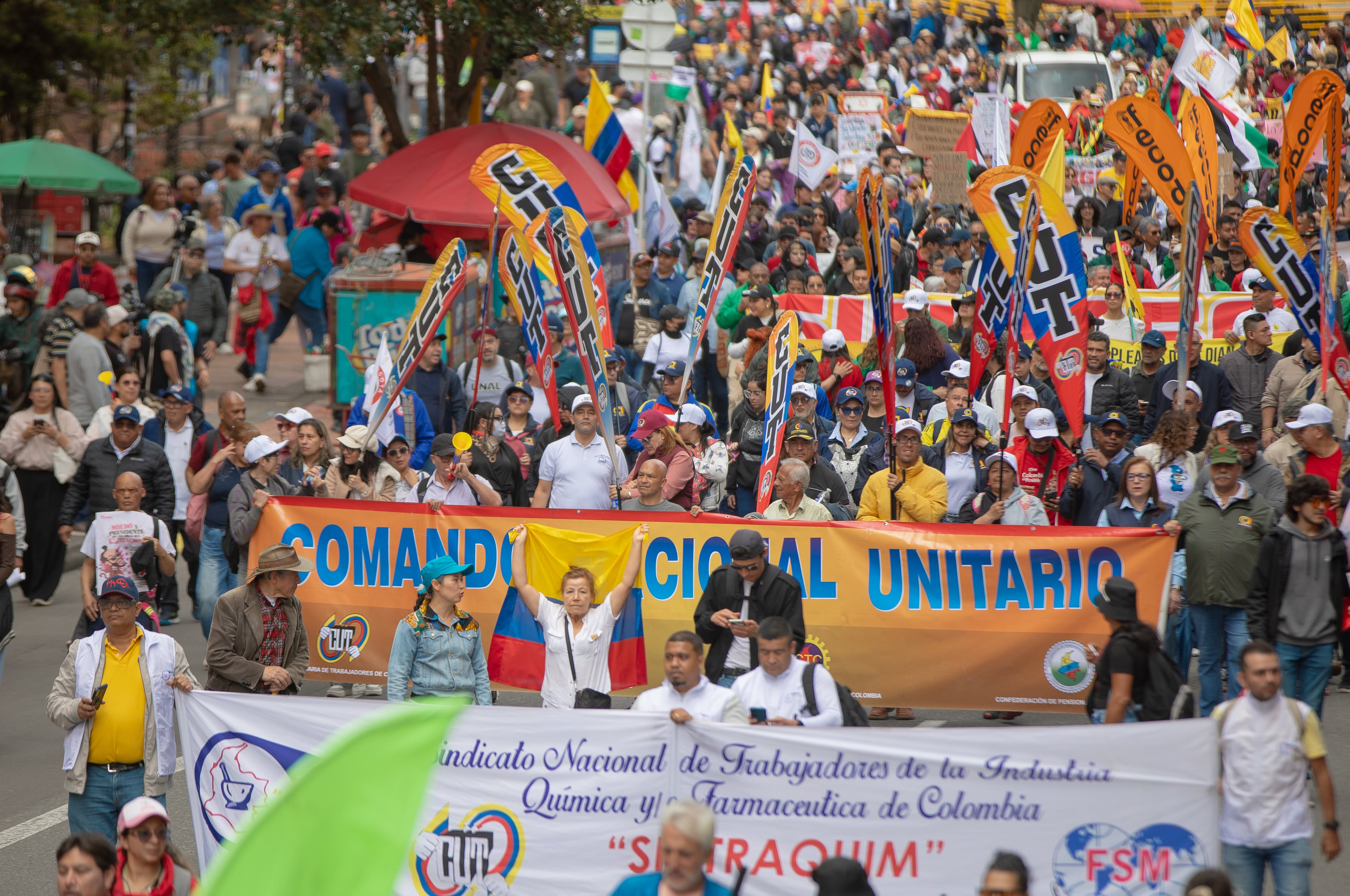 Marchas 14 de octubre, centrales obreras