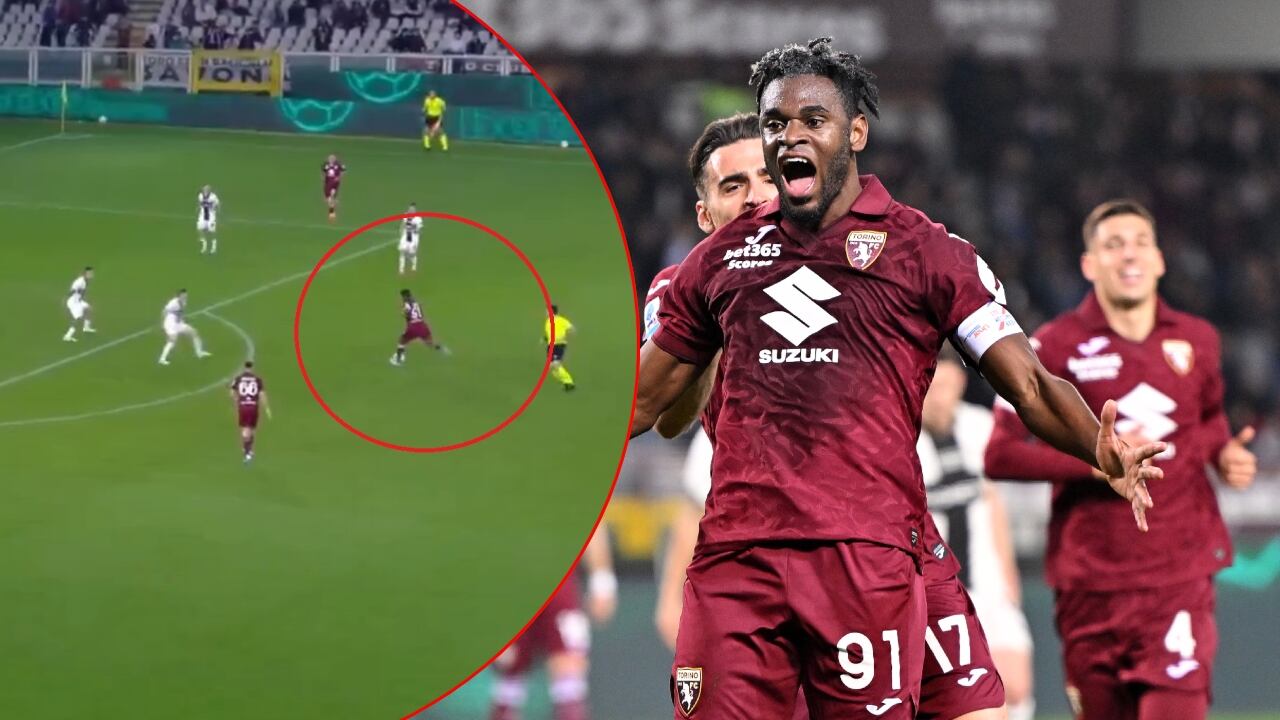 Momento del remate de Duván Zapata en Italia.