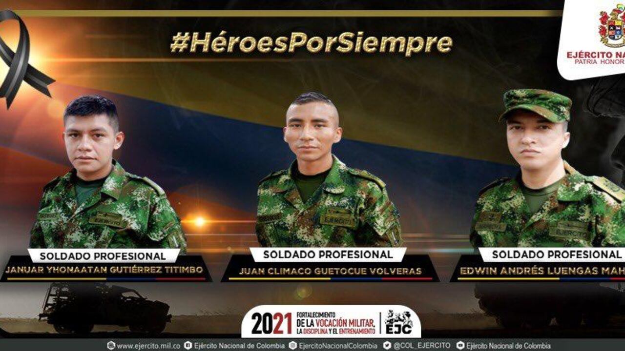 Soldados muertos tras ataque de las disidencias de las Farc en Nariño.