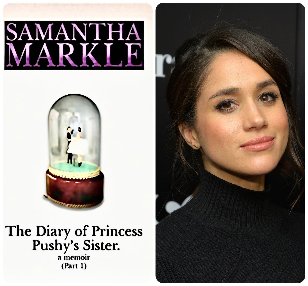 El título del libro se traduce "El diario de la hermana de la princesa prepotente" y en él su autora afirma que a Meghan se le subió la fama a la cabeza. A la derecha, Meghan cuando actuaba en la serie "Suits".