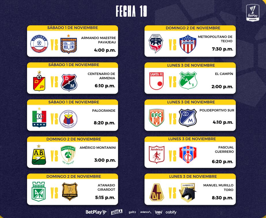 Liga BetPlay 2025 segundo semestre fecha 19