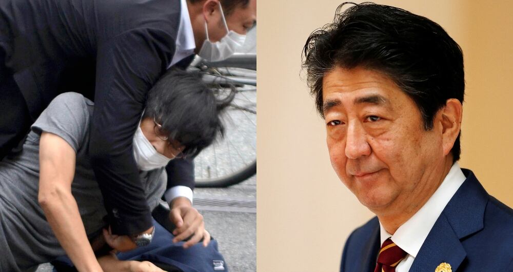 Tetsuya Yamagami, el confeso asesino, y el ex primer ministro de Japón, Shinzo Abe.