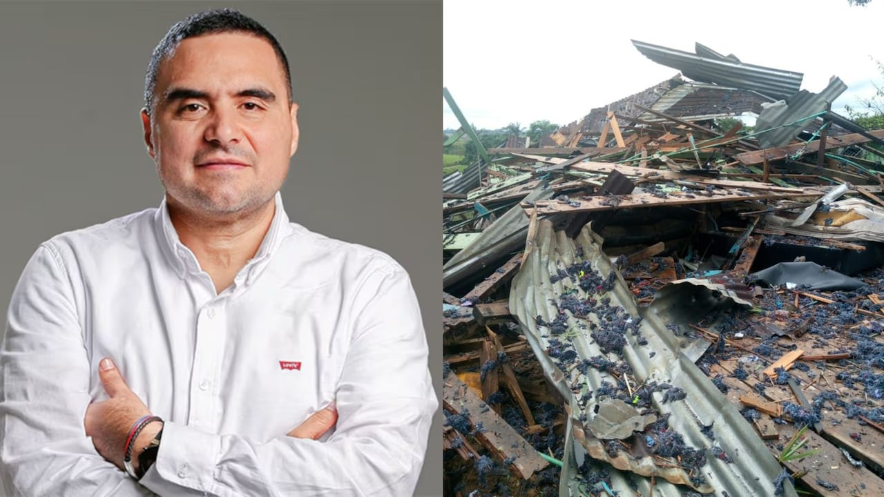 Luis Francisco Ruiz Aguilar, gobernador del Caquetá, y la finca destruida por las disidencias de las Farc.