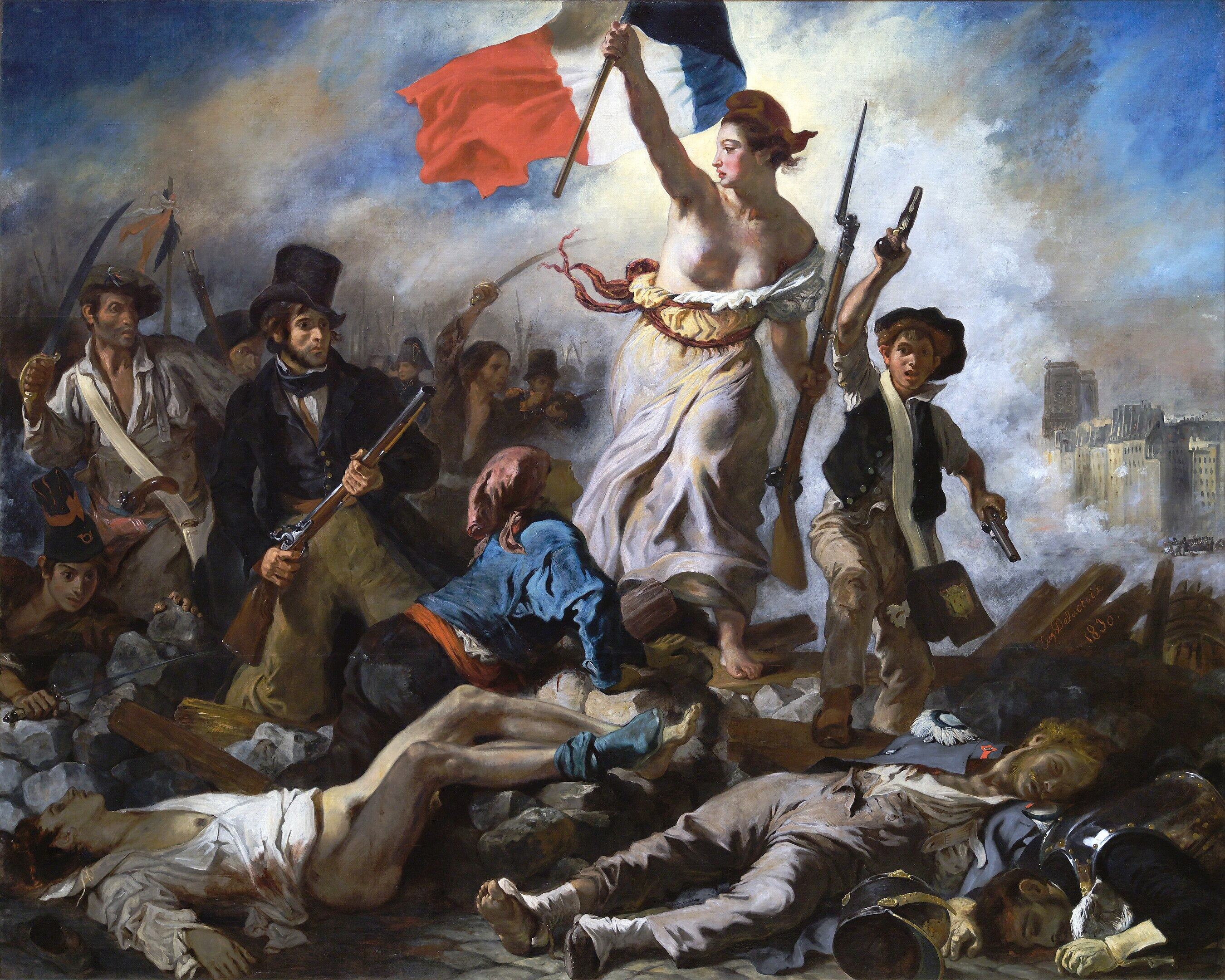 Eugène Delacroix, 'La libertad guiando al pueblo' (La Liberté guidant le peuple, 1830).