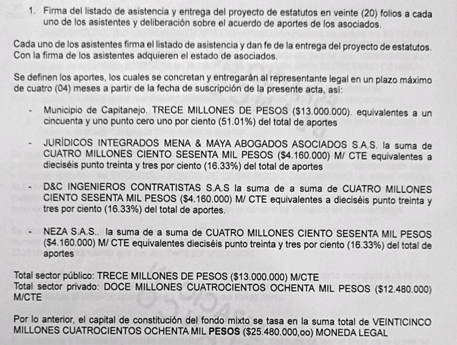 Fodecol se fundó con solo 25 millones de pesos.
