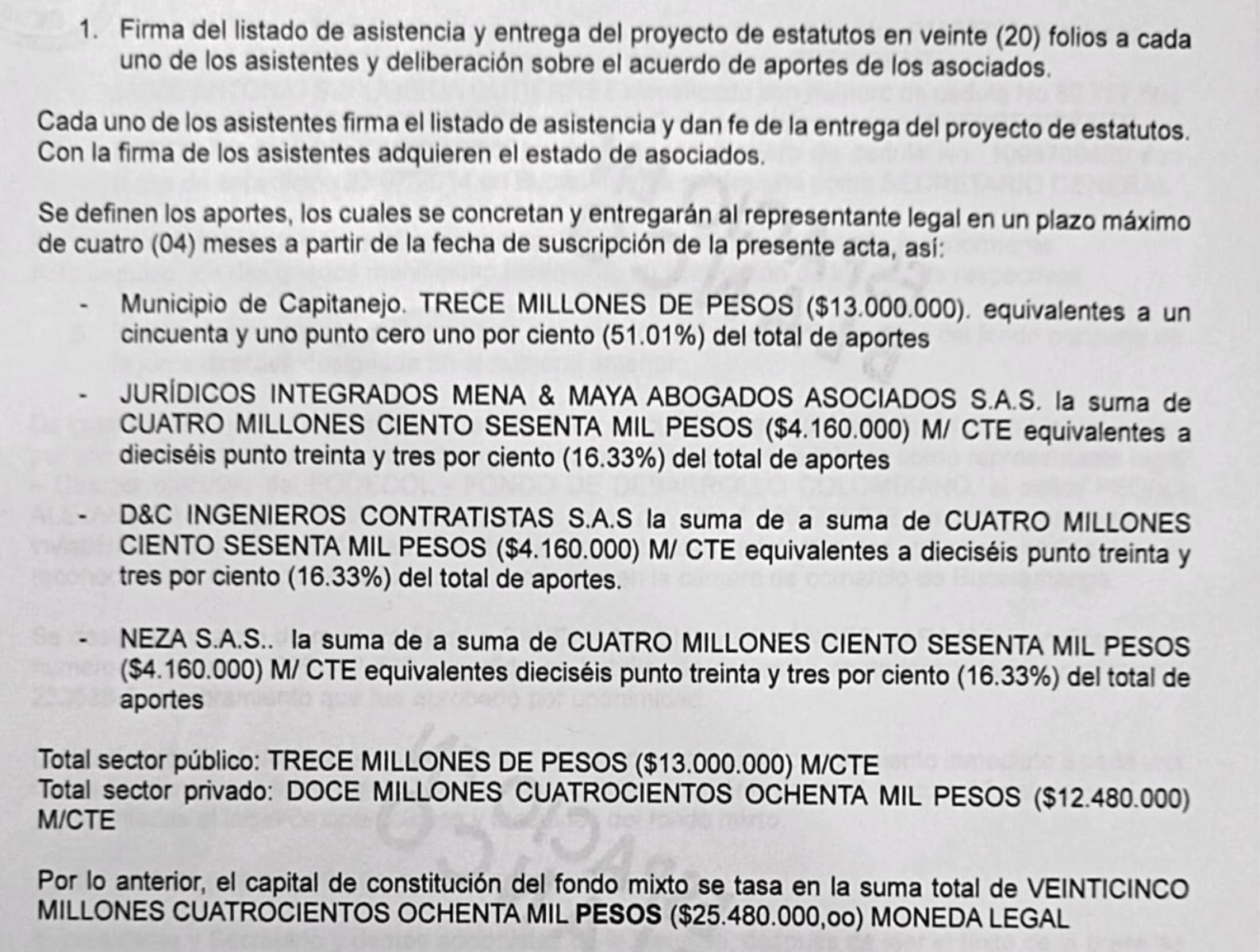 Fodecol se fundó con solo 25 millones de pesos.