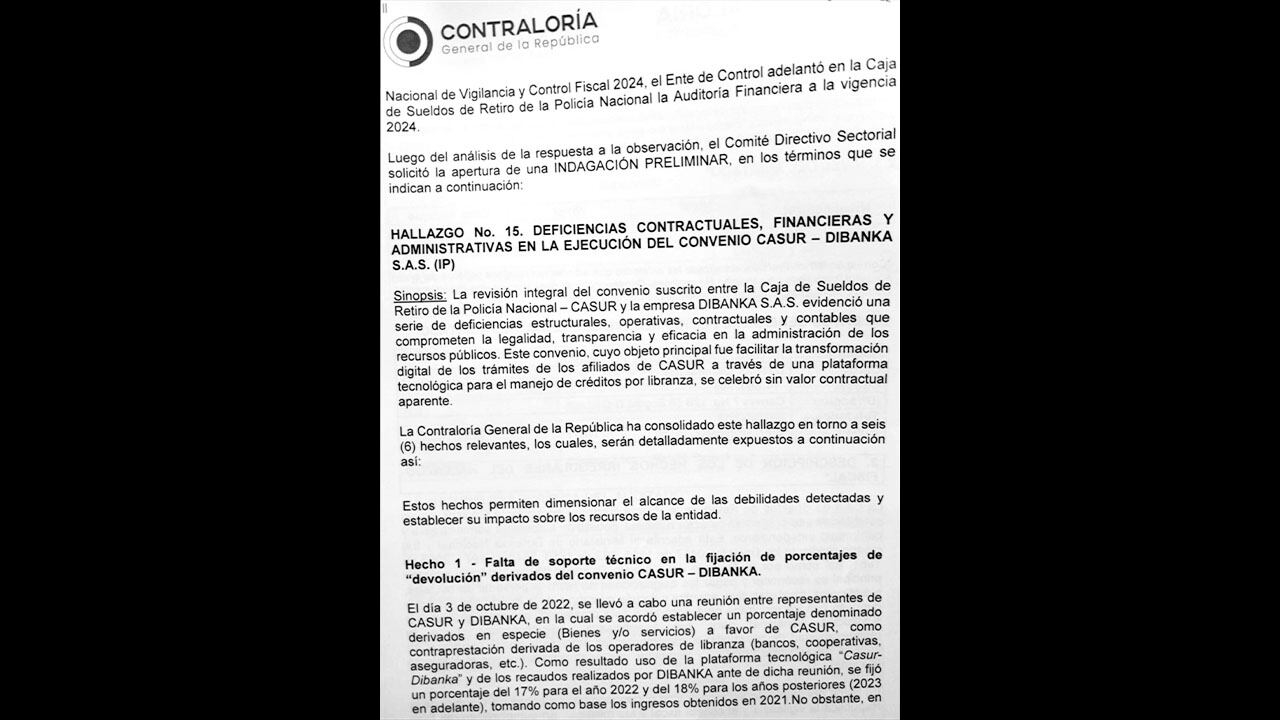 Otros hallazgos de la documentación sobre el caso de Policía y Contraloría.