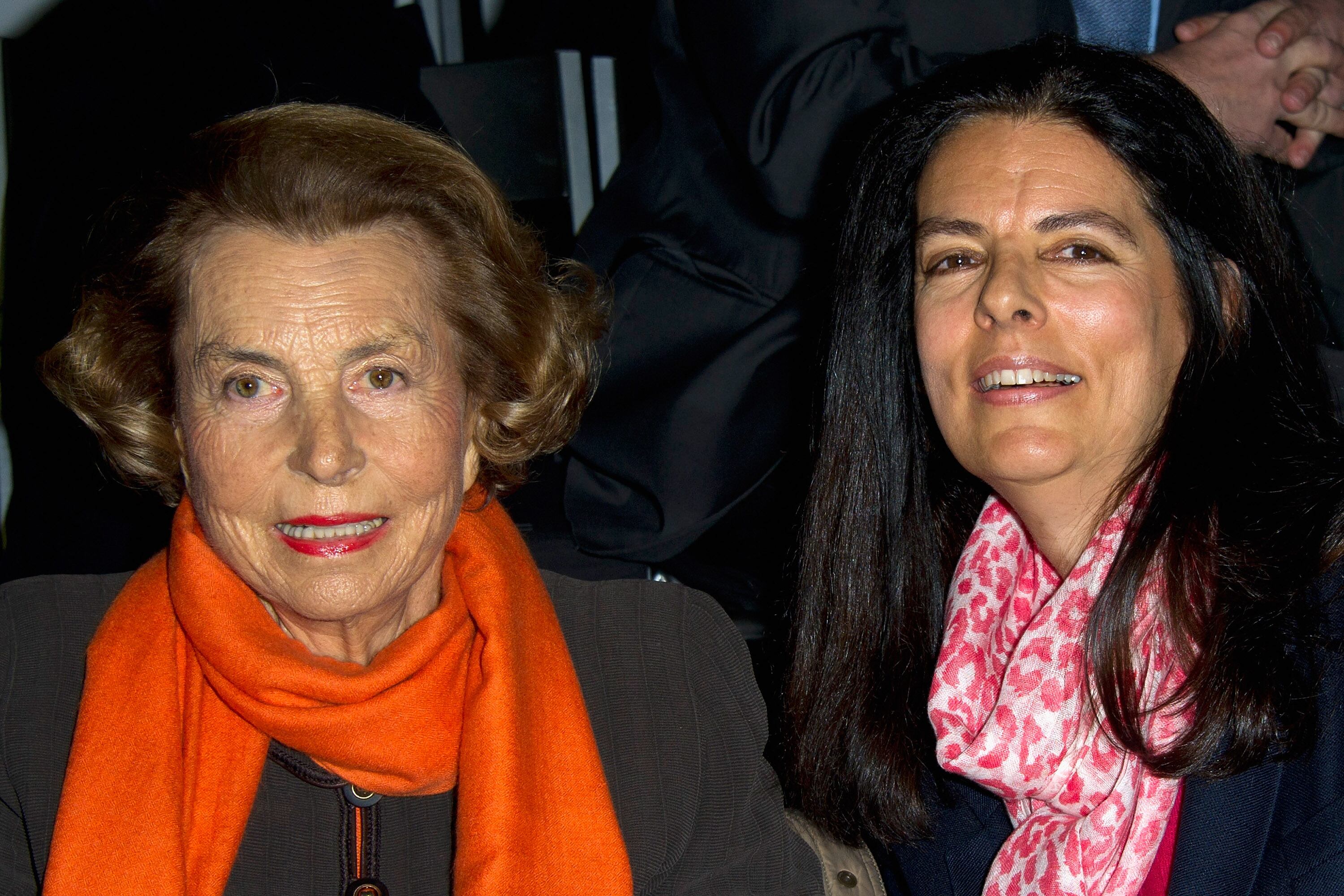 PARIS, FRANCE - JANUARY 24:  Liliane Bettencourt and her daughter Francoise Bettencourt-Meyers attend the Giorgio Armani Prive Haute-Couture Spring / Summer 2012 show as part of Paris Fashion Week at Grand Palais on January 24, 2012 in Paris, France.  (Photo by Pascal Le Segretain/WireImage)