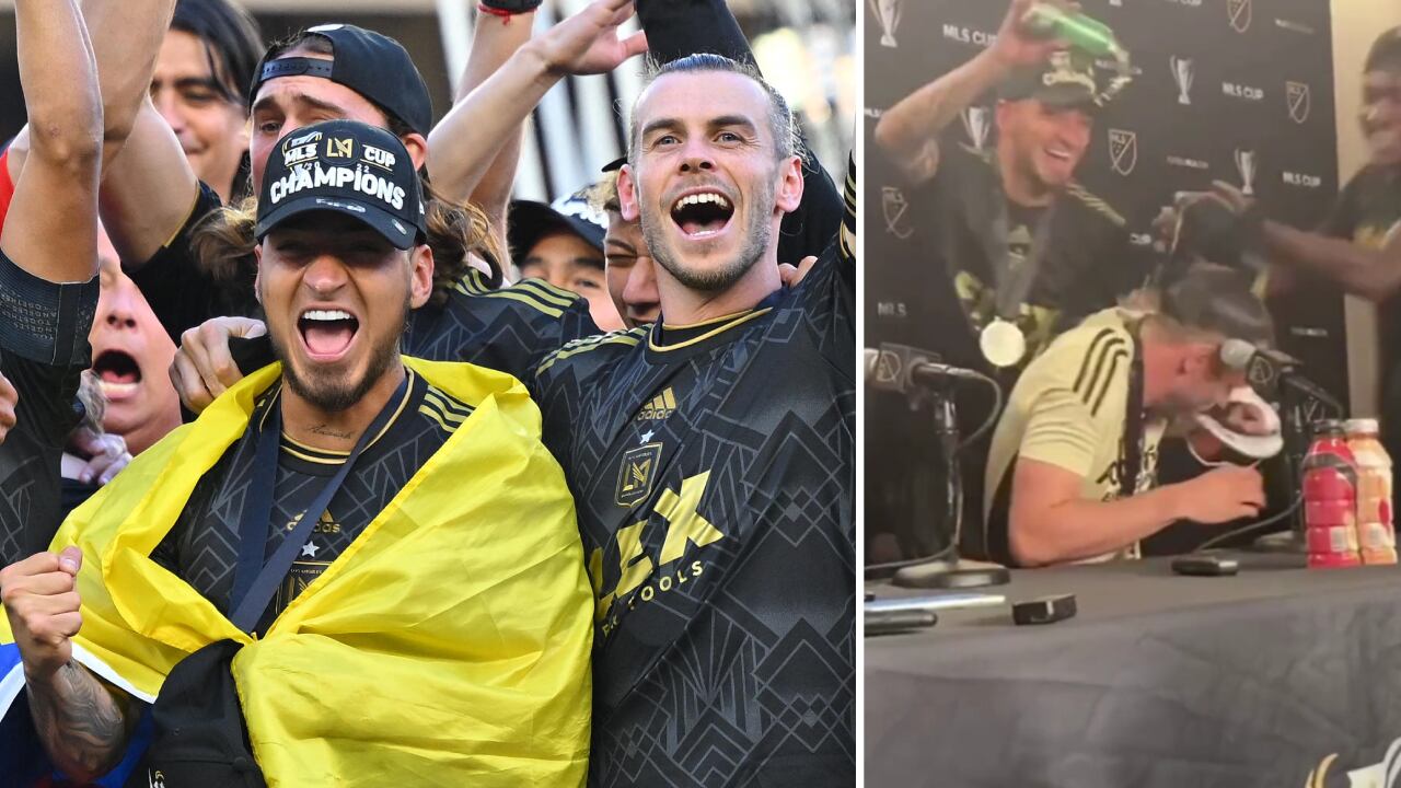 Arango irrumpió en la rueda de prensa para empapar de cerveza al héroe del partido.