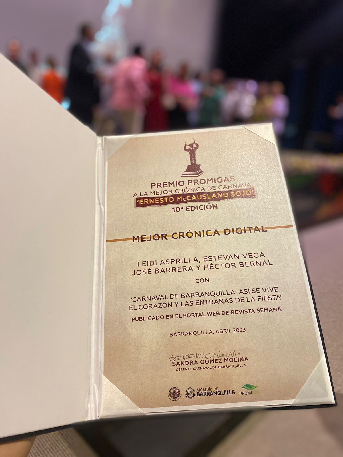 SEMANA ganó premio por crónica de Carnaval.