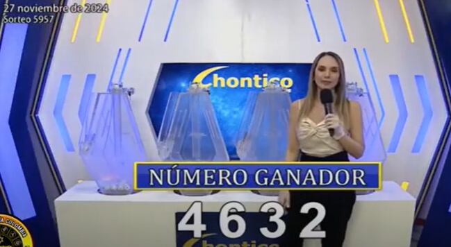Lotería Chontico, resultados del sorteo 5957 del 27 de noviembre de 2024