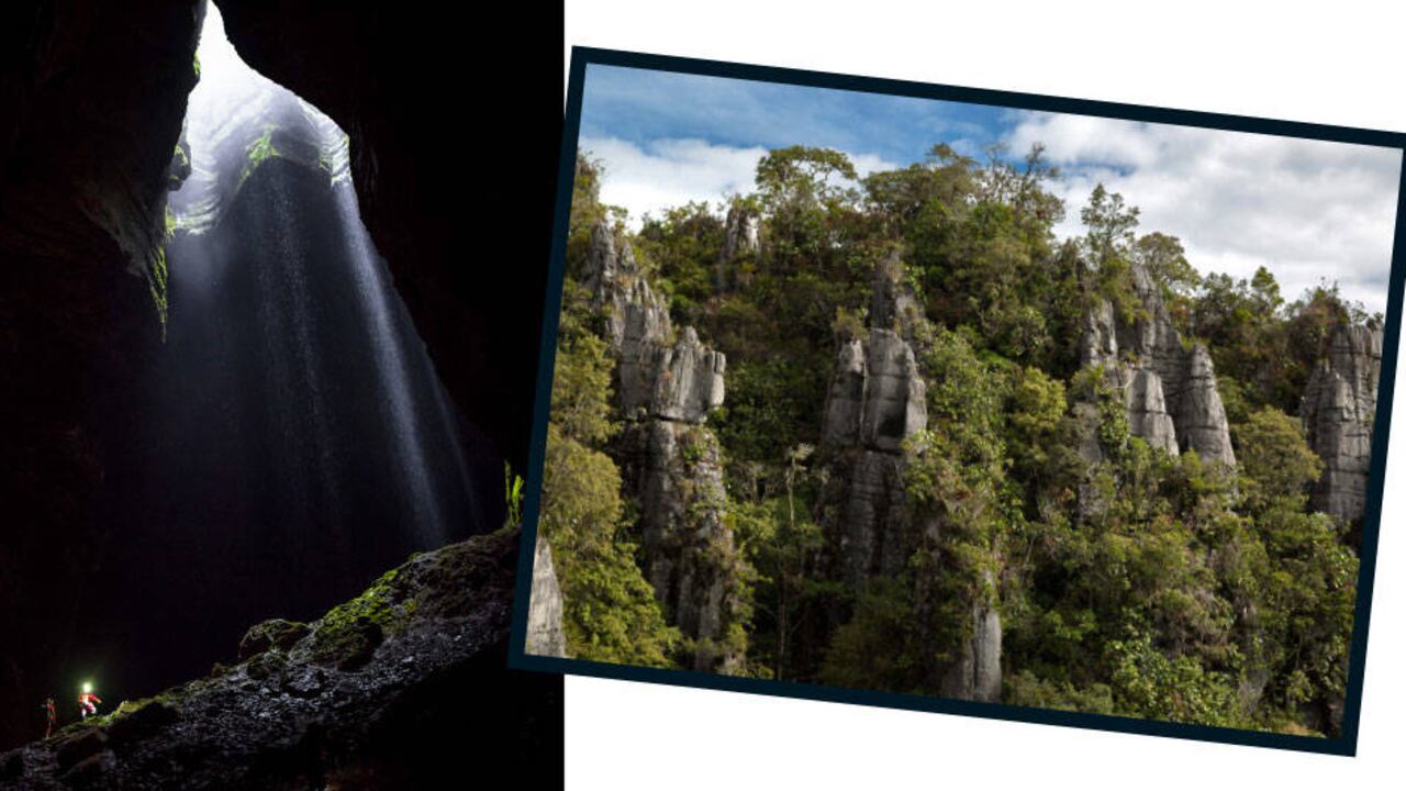 Caverna La tormenta, El Peñón. Este enorme agujero escondido en el bosque tiene una caída de 60 metros o más.
