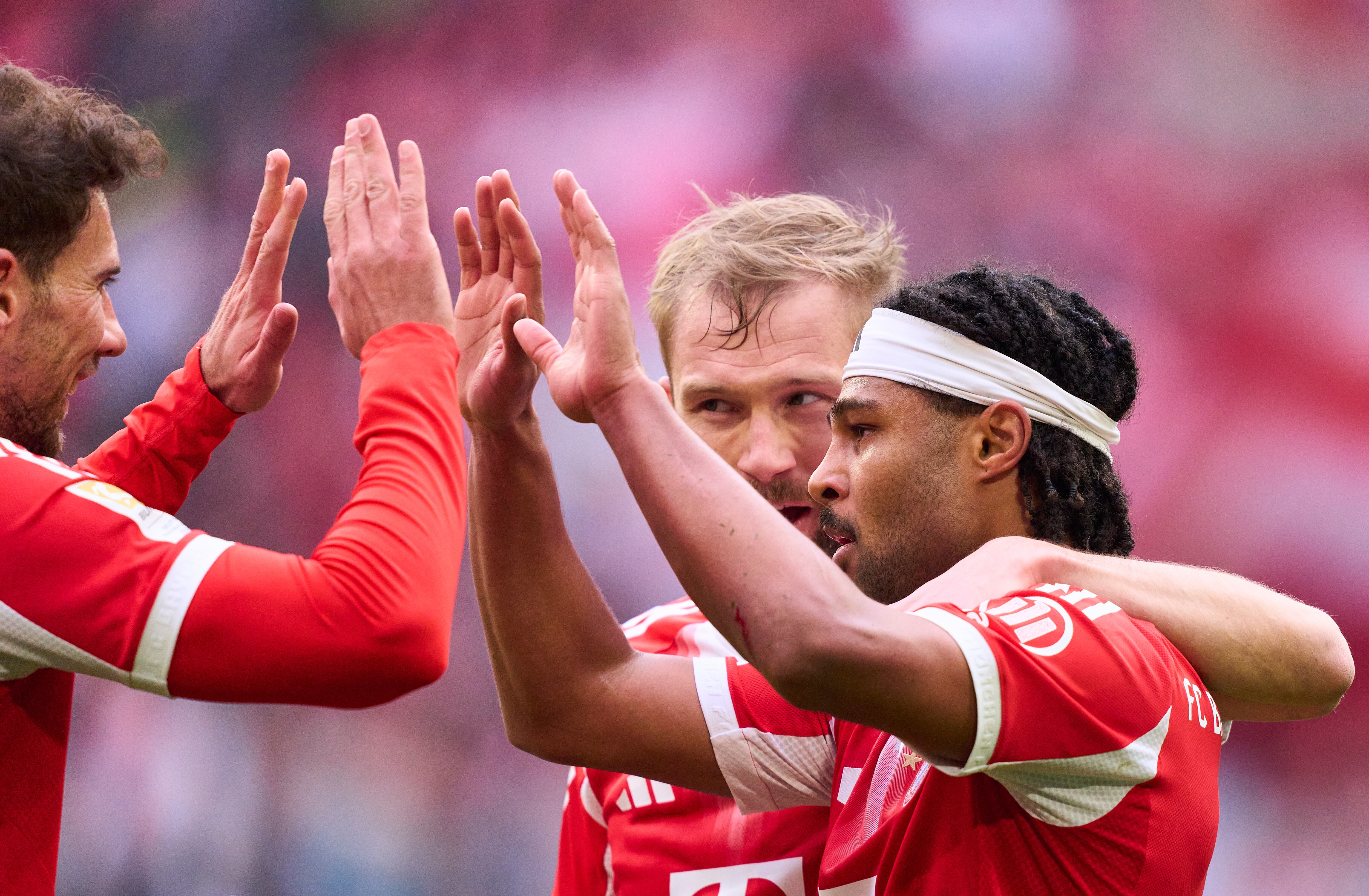 Bayern Múnich celebrando uno de los tantos en la paliza ante Unión Berlín por Bundesliga.