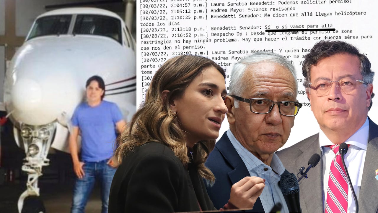 El narcopiloto Carlos Eduardo Restrepo, quien aparecería entre los integrantes del grupo en WhatsApp, fue condenado por narcotráfico en Estados Unidos. En la foto, Laura Sarabia, Guillermo Alfonso Jaramillo y Gustavo Petro.