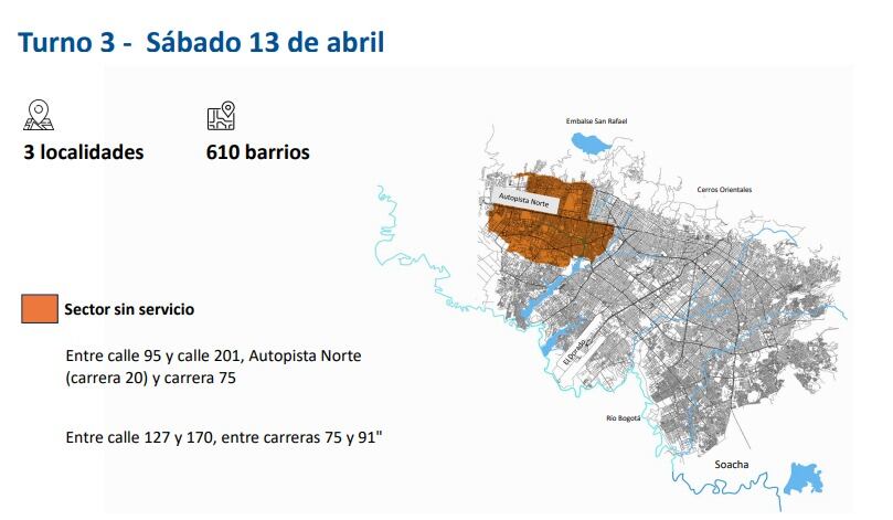 Así serán los cortes de agua en Bogotá