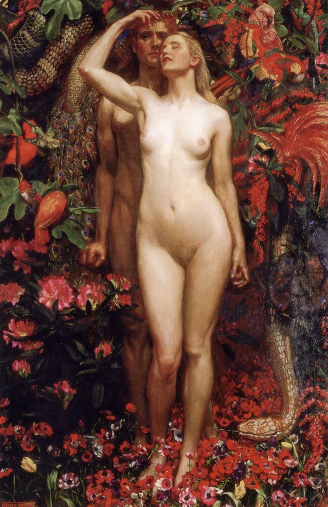 El hombre, la mujer y la serpiente, de Byam Shaw. Wikimedia Commons