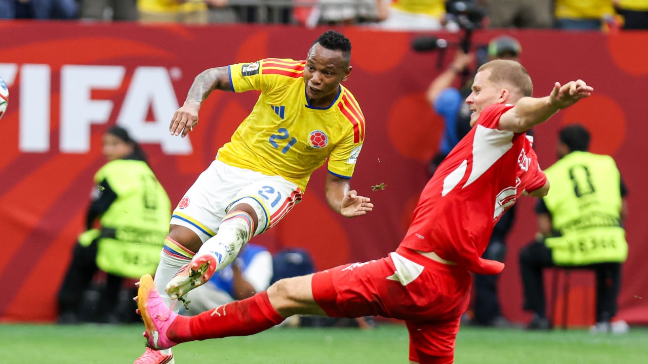 Jaminton Campaz en el partido de Colombia contra Suiza por los octavos del Mundial 2026.