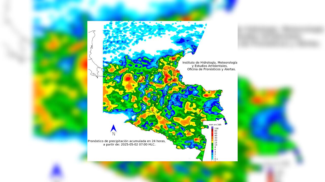 La escala de colores indica la cantidad de
precipitación acumulada (en milímetros)