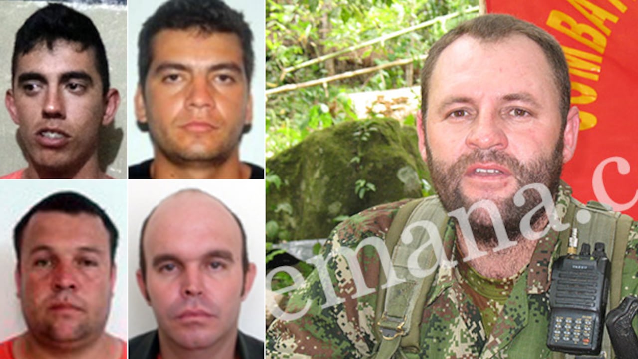 Las capturas de la red de 'Megateo' (der.) incluyen a Adrián Alberto Claro (arriba-izq.), Jorge Armando Sanguino (arriba-centro), John Jairo Bayona (abajo-izq.) y Aleiro Ascanio Sánchez (centro-abajo).