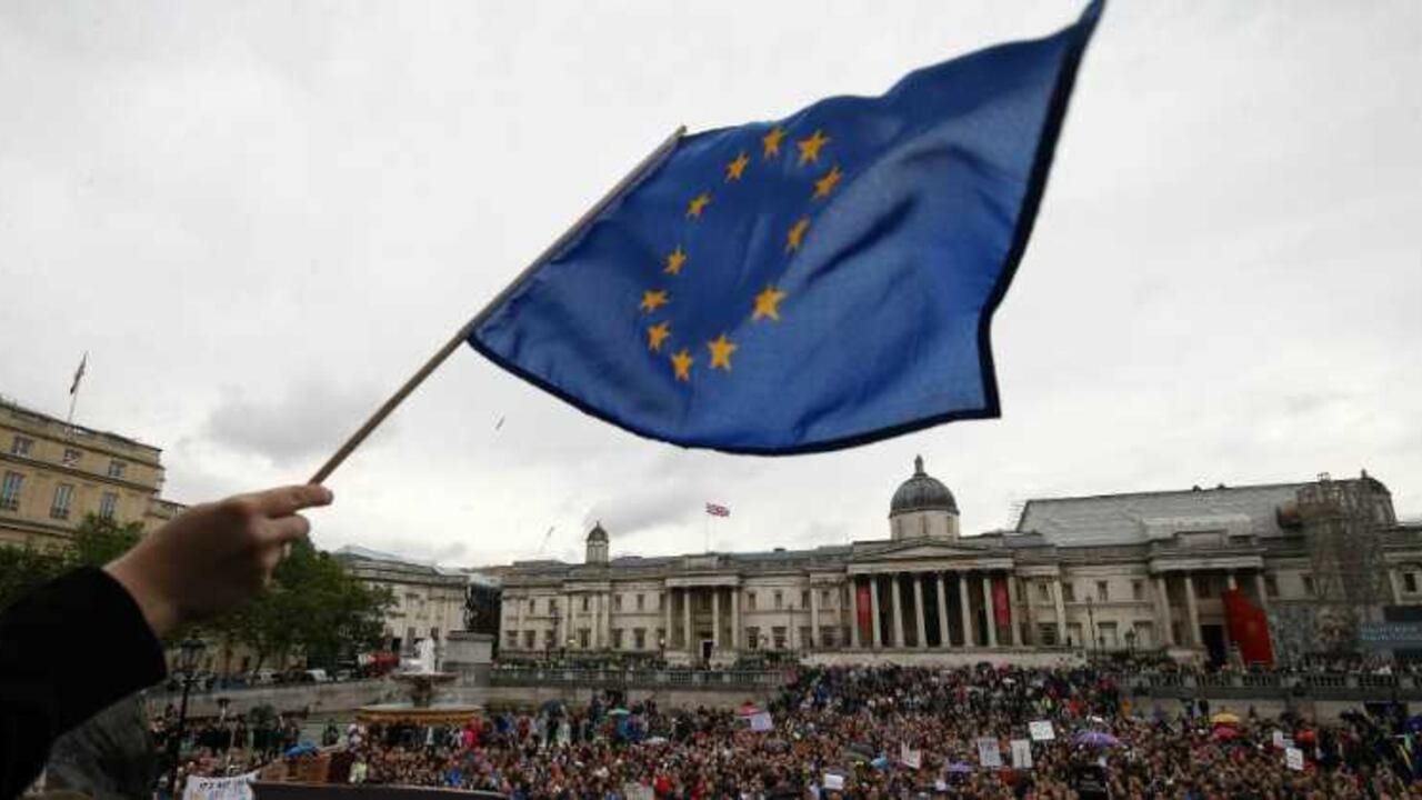 Una protesta en contra del 'Brexit' en Trafalgar Square, Londres, el 28 de junio. Crédito: Justin Tallis / AFP.