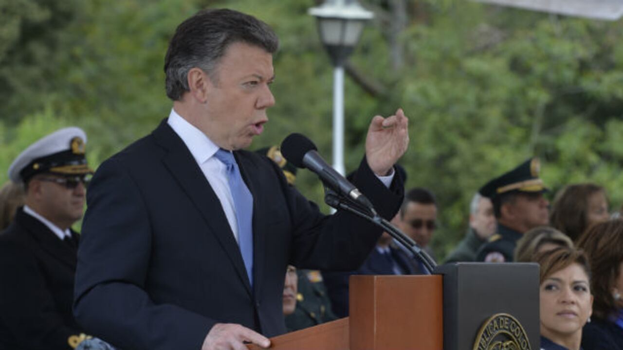 El presidente Juan Manuel Santos en su discurso en la celebración de la Batalla de Boyacá.