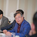 El presidente, Gustavo Petro, reunido con la bancada del Pacto Histórico en la Casa de Nariño, en Bogotá, el 7 de julio de 2026. A su lado, el senador y ex aspirante presidencial derrotado Iván Cepeda Castro