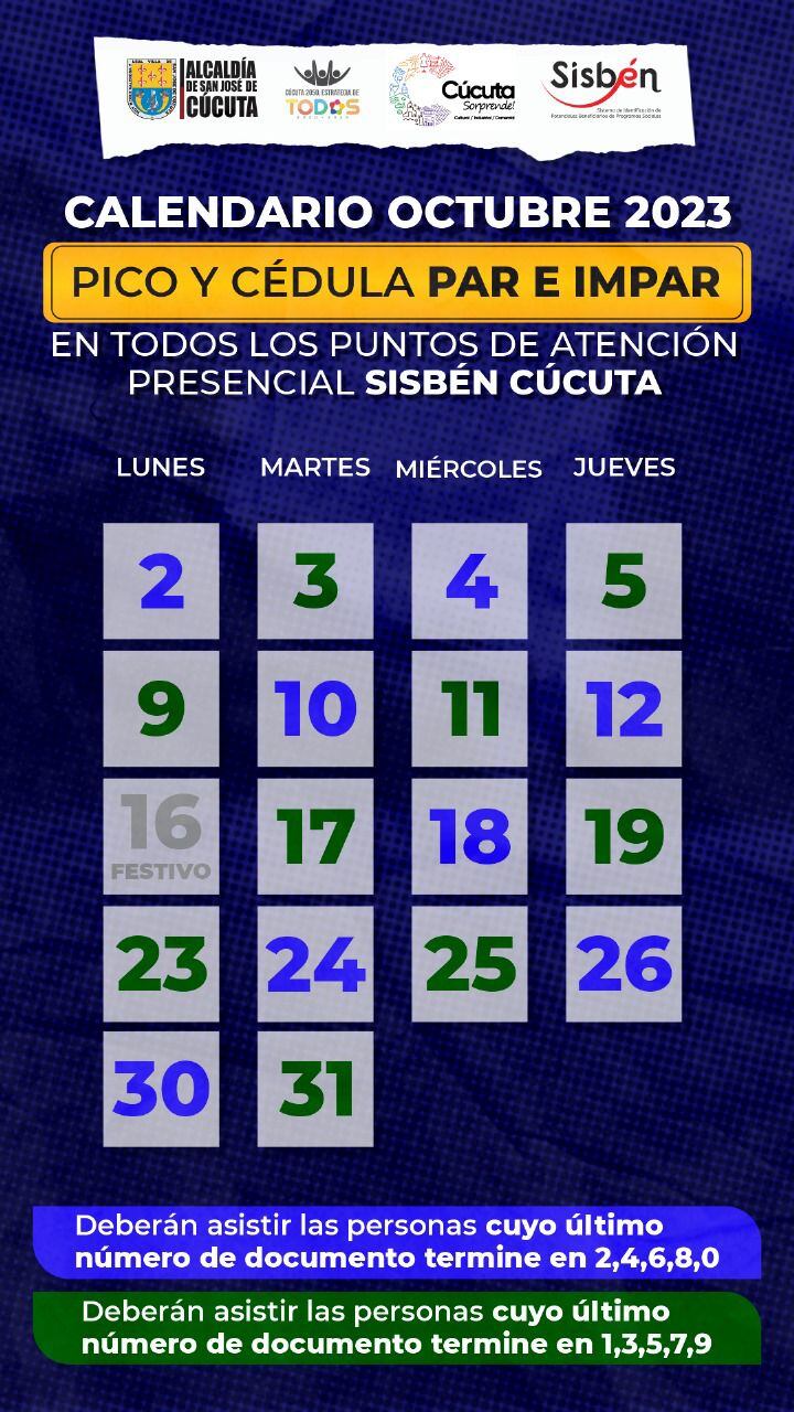 Este es el calendario de octubre.